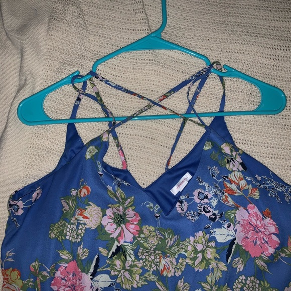 Blue/floral patterned spaghetti strap dress! - Picture 3 of 6
